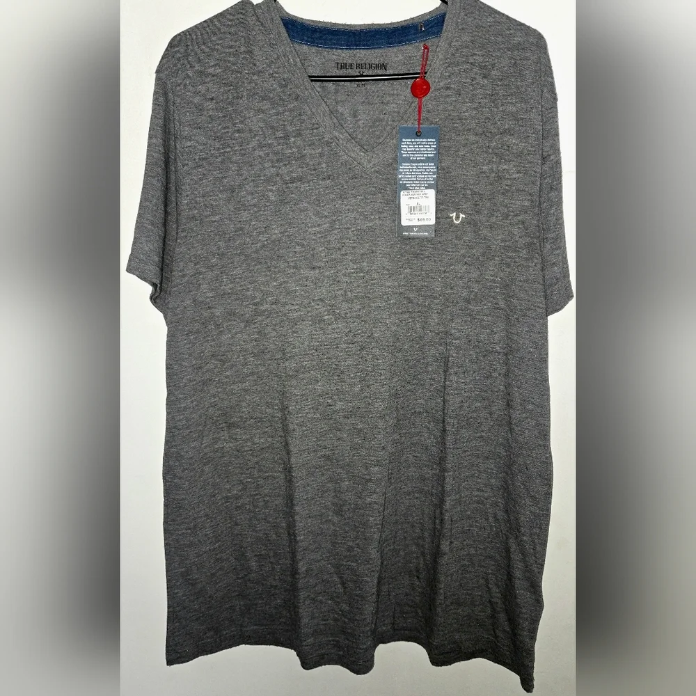 True Religion Heather Gray V-Neck T-Shirt